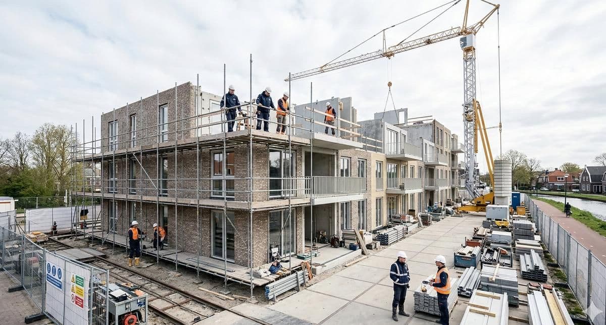 Bouwplaats met kraan, beeld bij AI in de bouw
