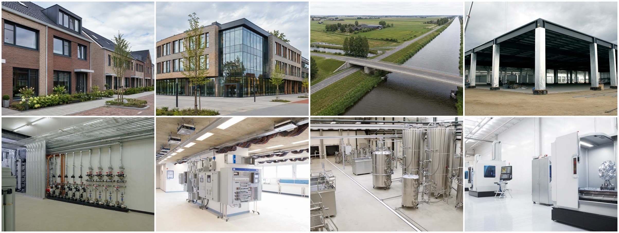 De acht sectoren voor AI-calculatie: woningbouw, utiliteitsbouw, grond-, weg- en waterbouw, staalbouw, installatie-, elektrotechniek, industrie en machinebouw
